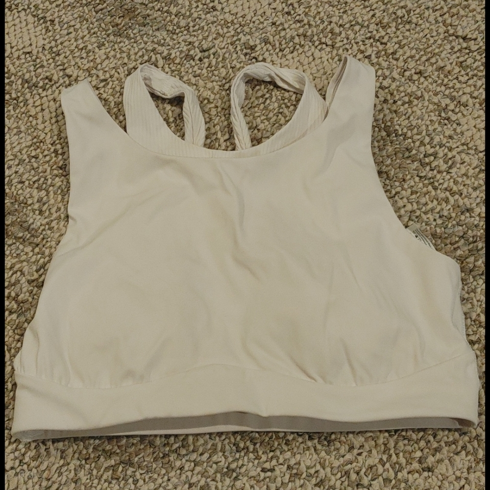 High neck yback train bra white size 8